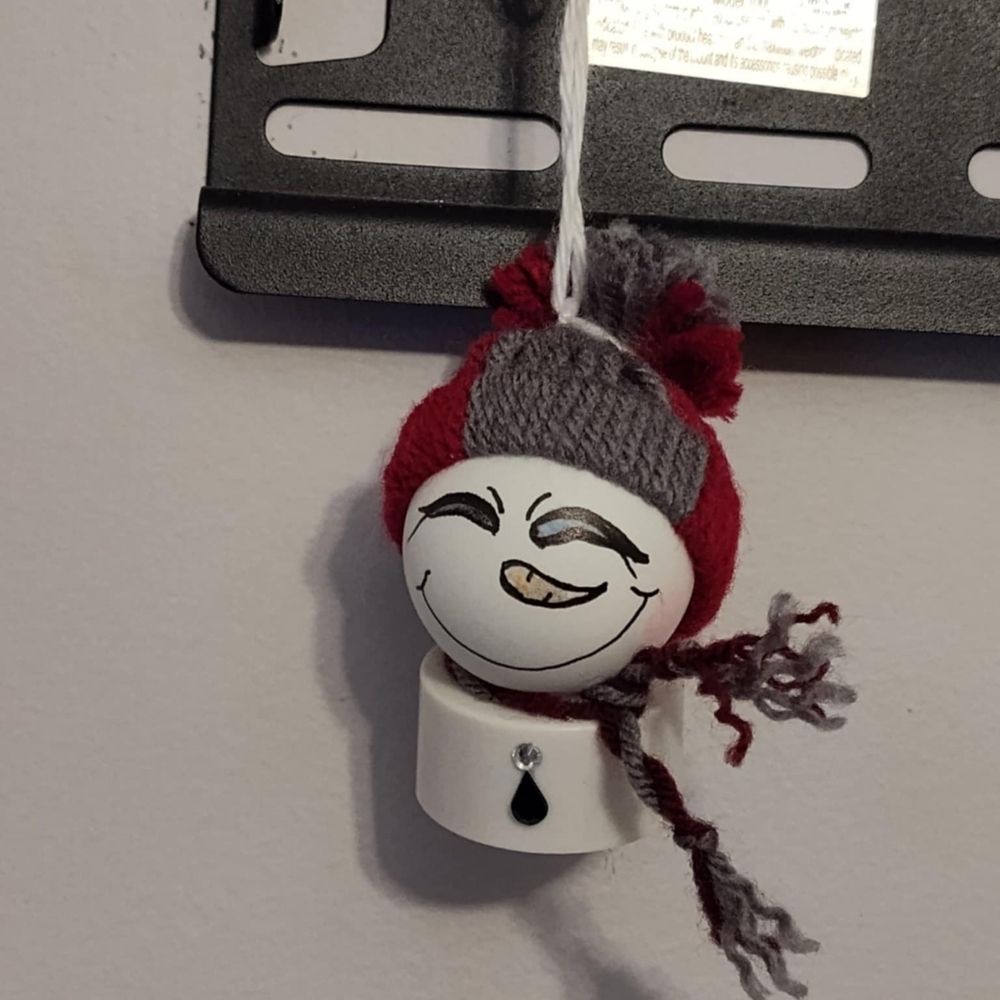 Red and Gray Smiling Ornament